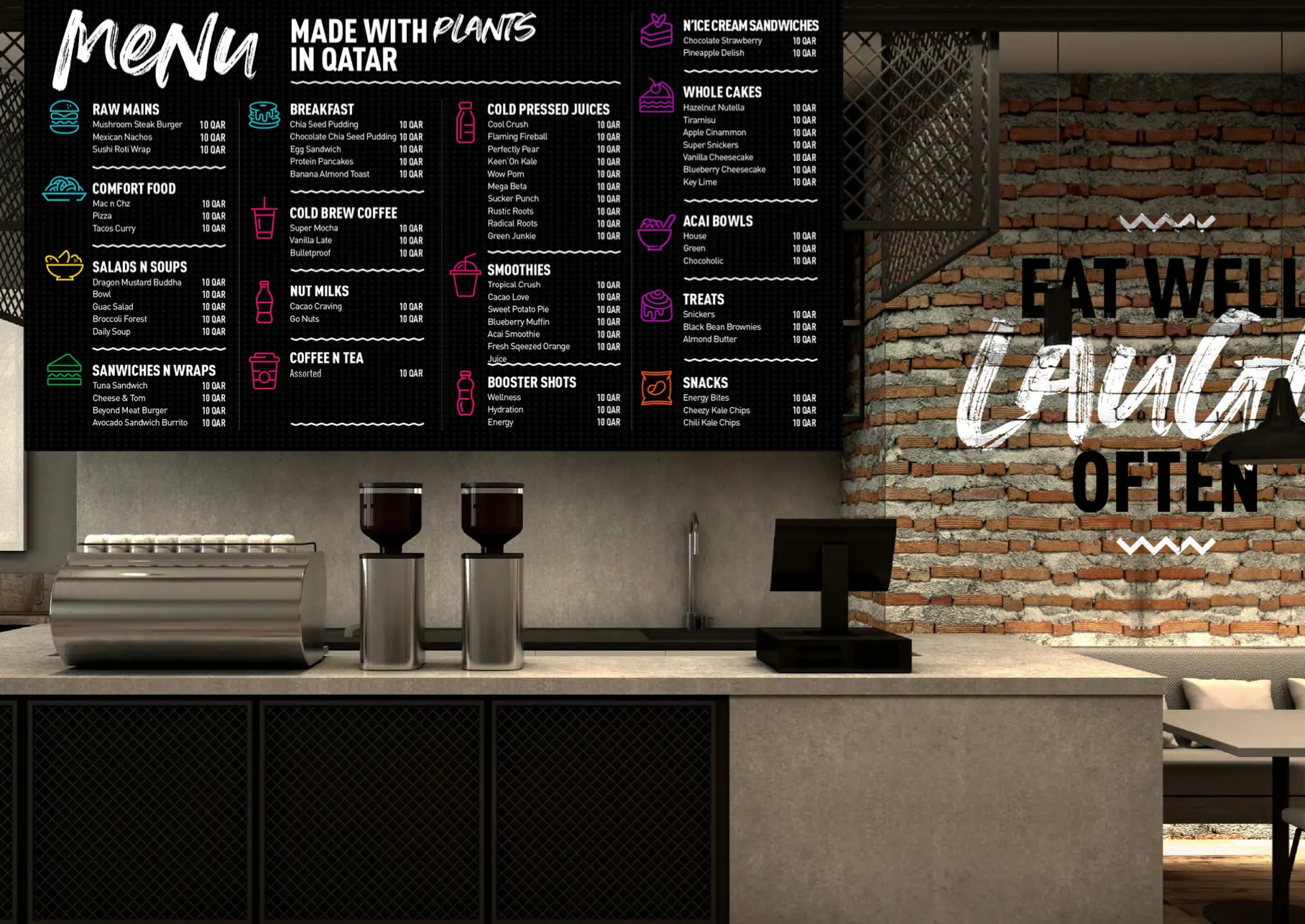 RAW ME in-store menu board